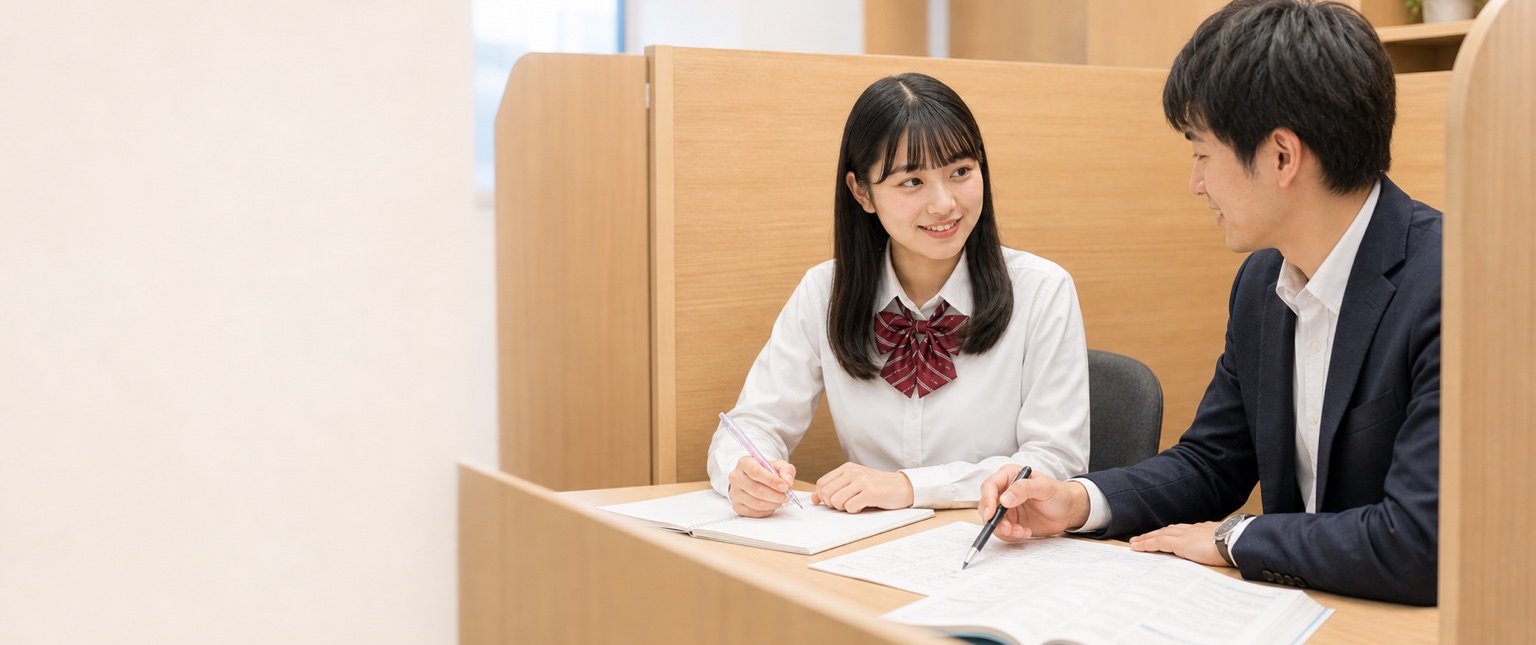 アップ高等学院 個別ブースで行う1対1の個別指導